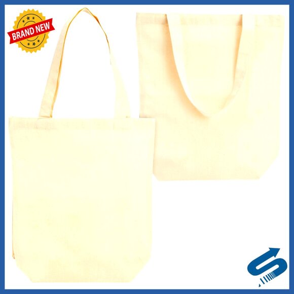 Blank Cotton Canvas Tote Bags Bulk Set Reusable Eco-Friendly DIY Craft Grocery